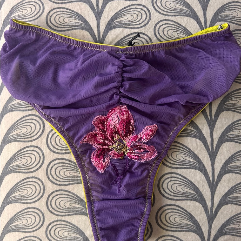 Purple Floral Embroidered Panties